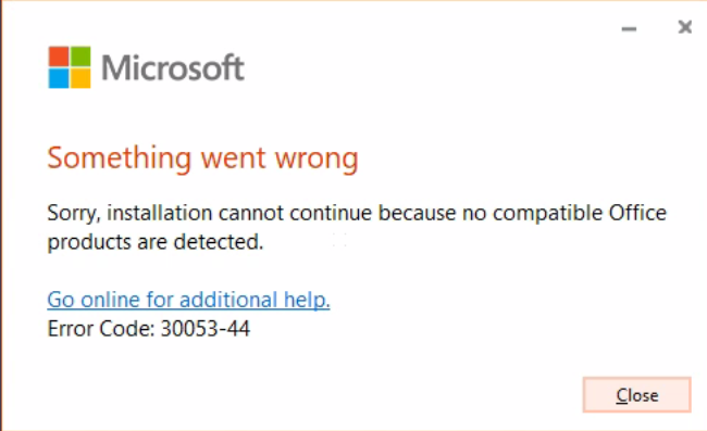 Foutmelding 30053-44